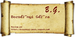 Bozsányi Géza névjegykártya
