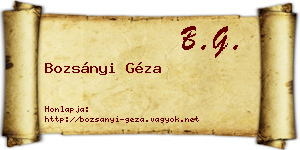 Bozsányi Géza névjegykártya